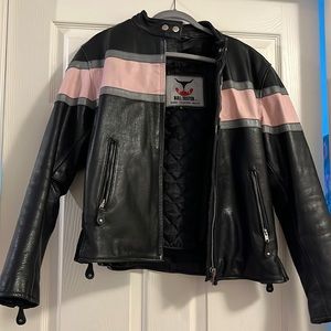 Vintage Oversized Black/Pink Leather Jacket